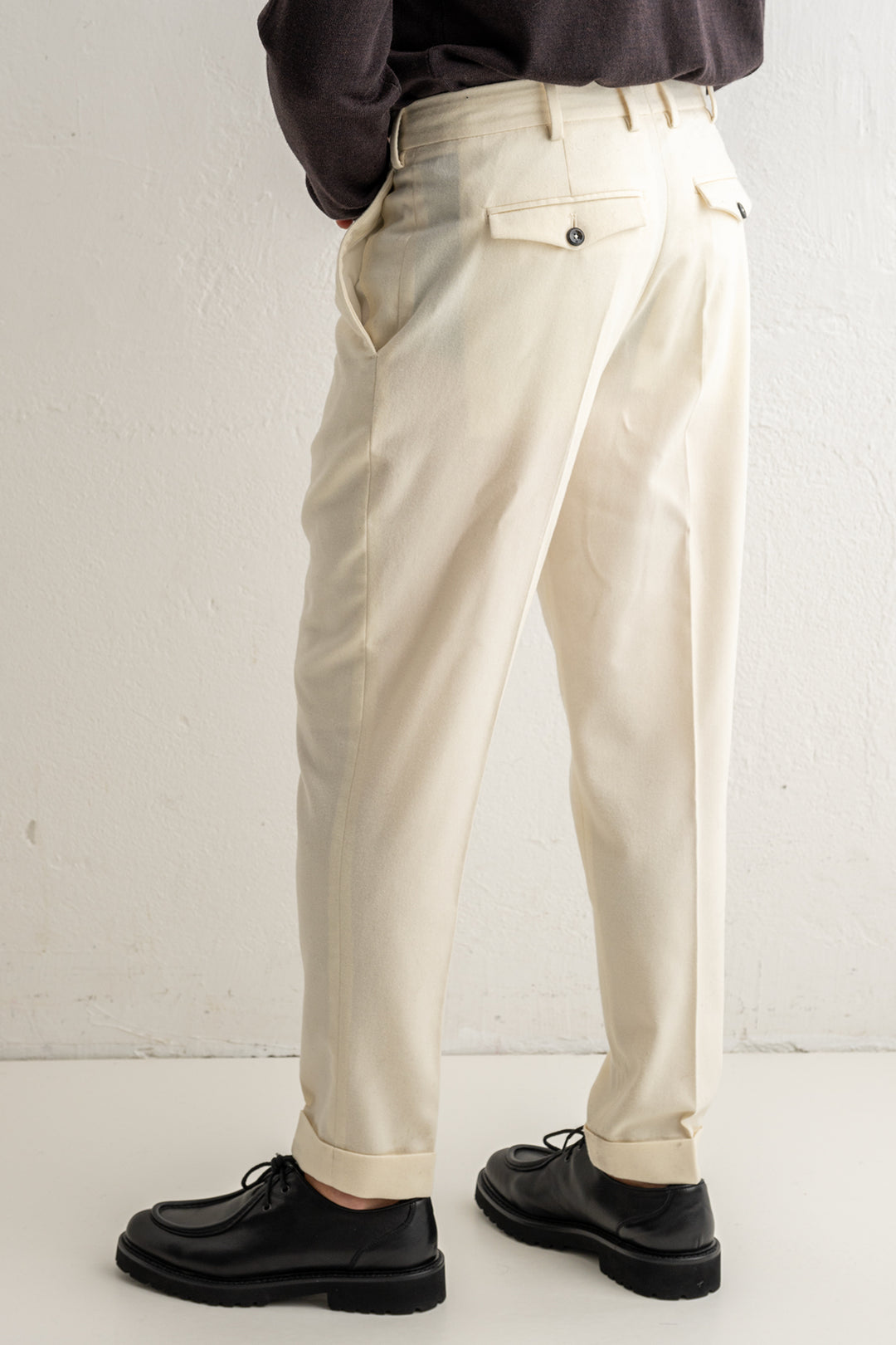Rebel Flannel Stretch Trouser White