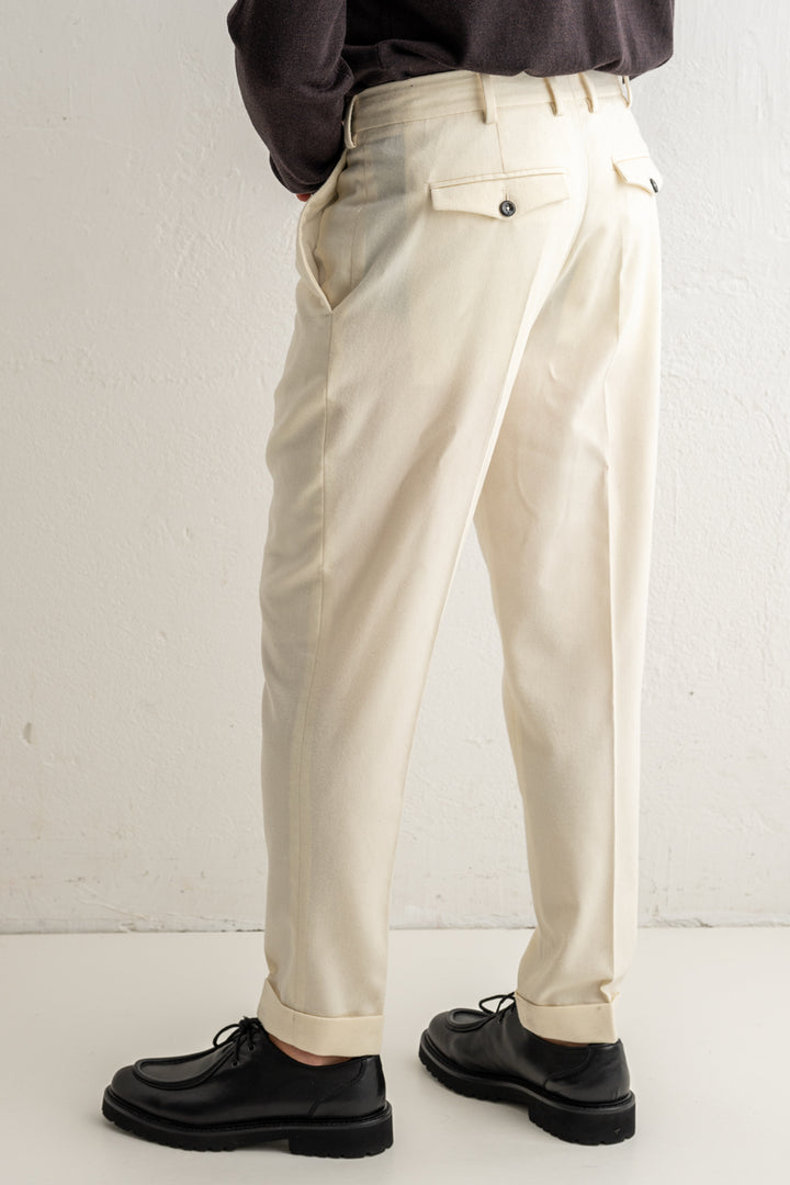Rebel Flannel Stretch Trouser White