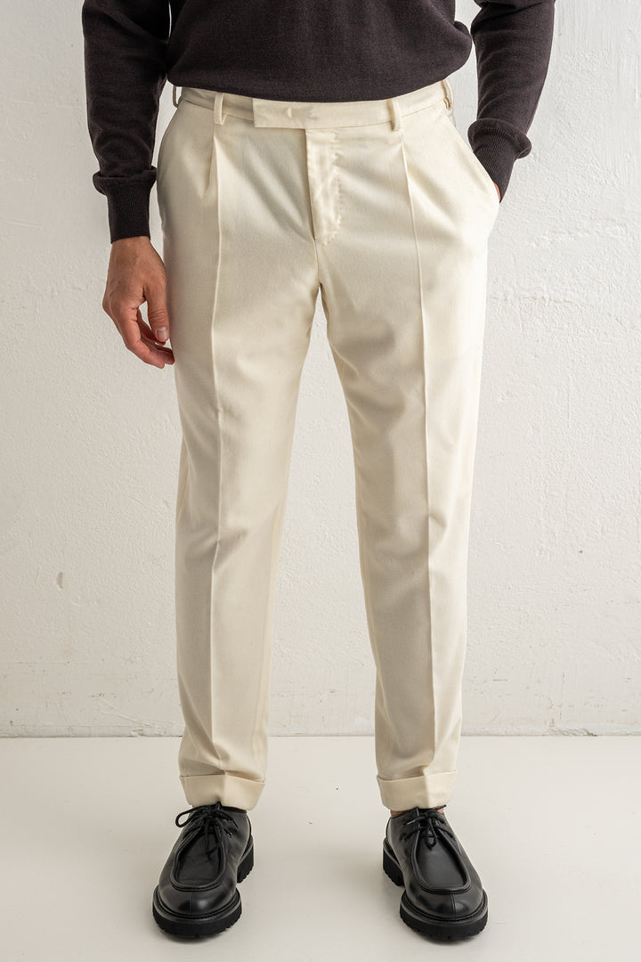 Rebel Flannel Stretch Trouser White