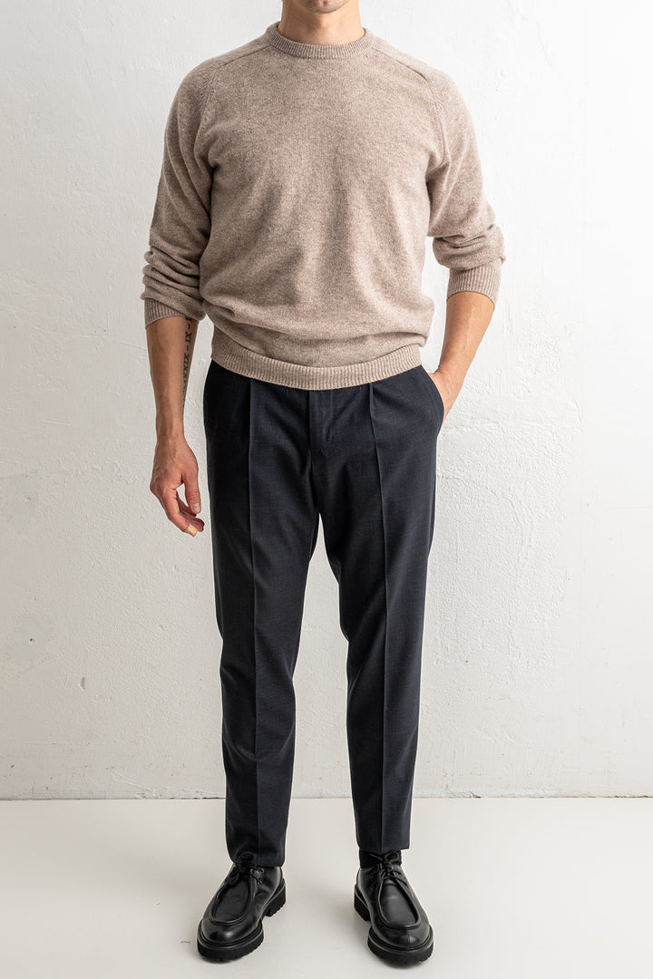 Gentlemen One Pleat Wool Trouser DARK GREY