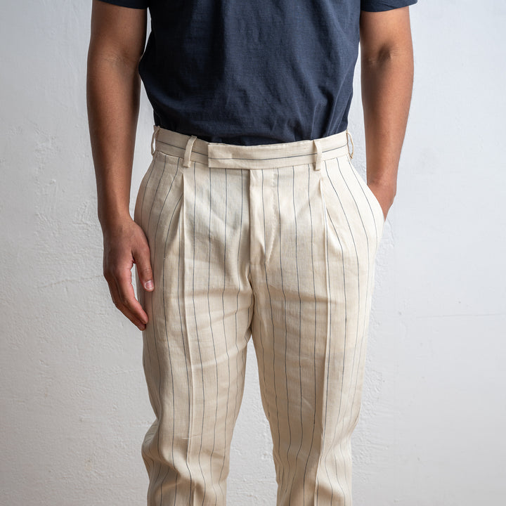 Luxury Cotton Linen Trouser CREAM