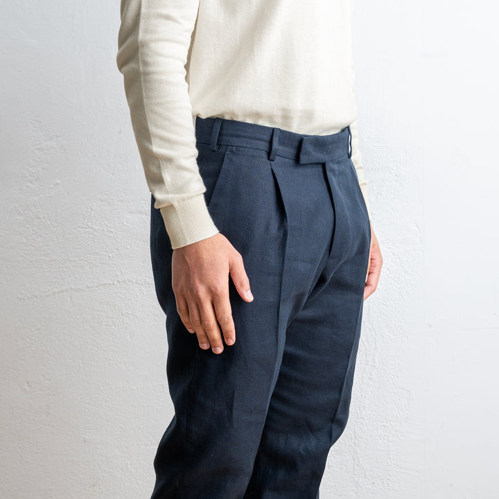 Luxury Cotton Linen Trouser Navy
