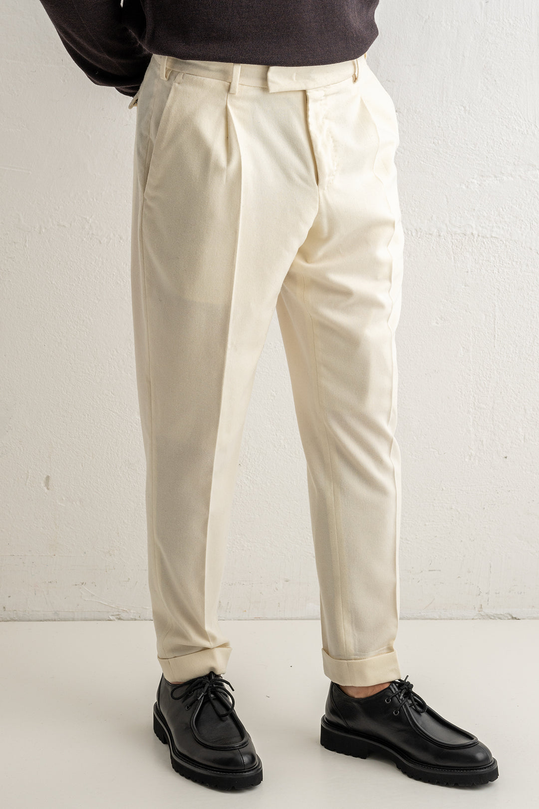 Rebel Flannel Stretch Trouser White