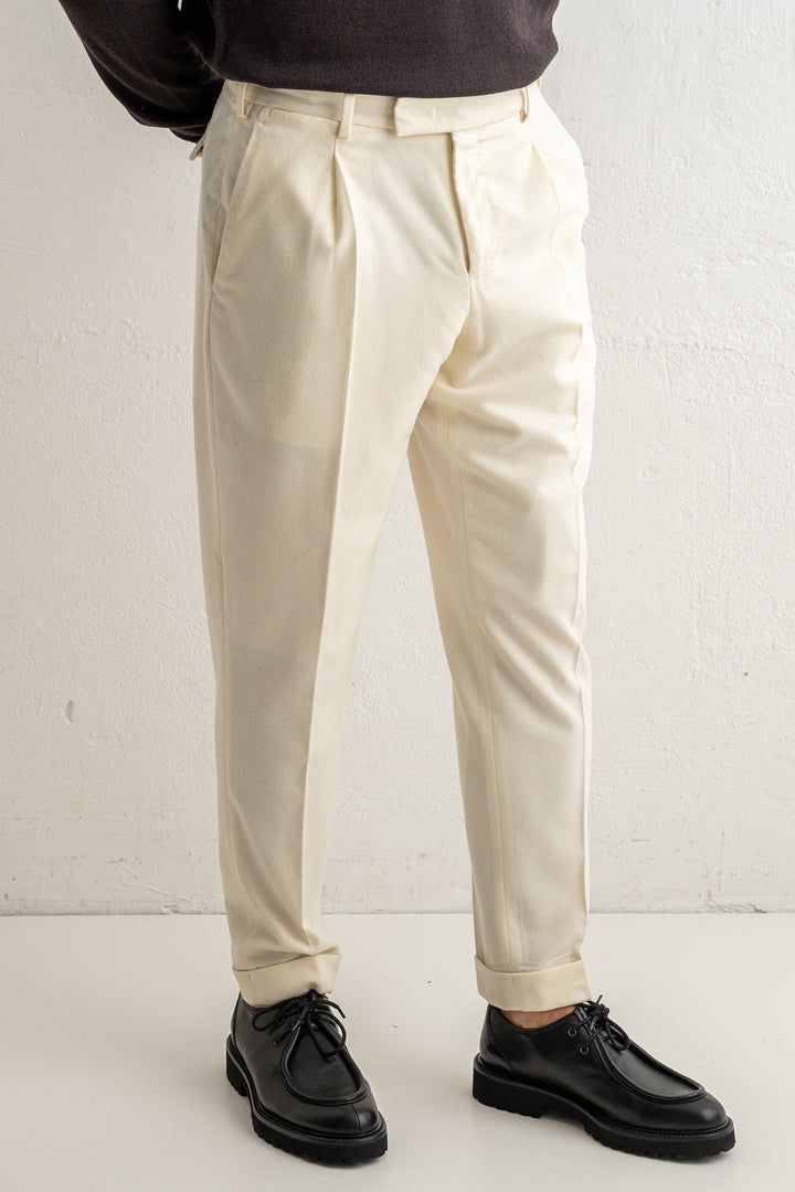 Rebel Flannel Stretch Trouser White
