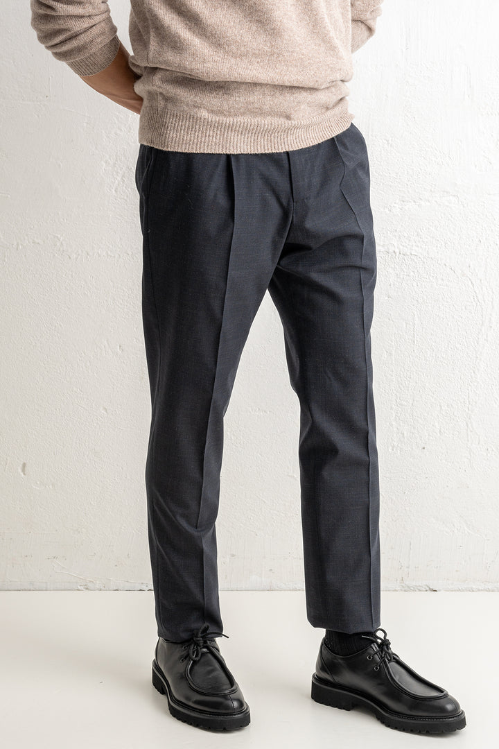 Gentlemen One Pleat Wool Trouser DARK GREY