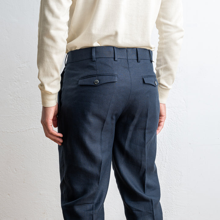 Luxury Cotton Linen Trouser Navy