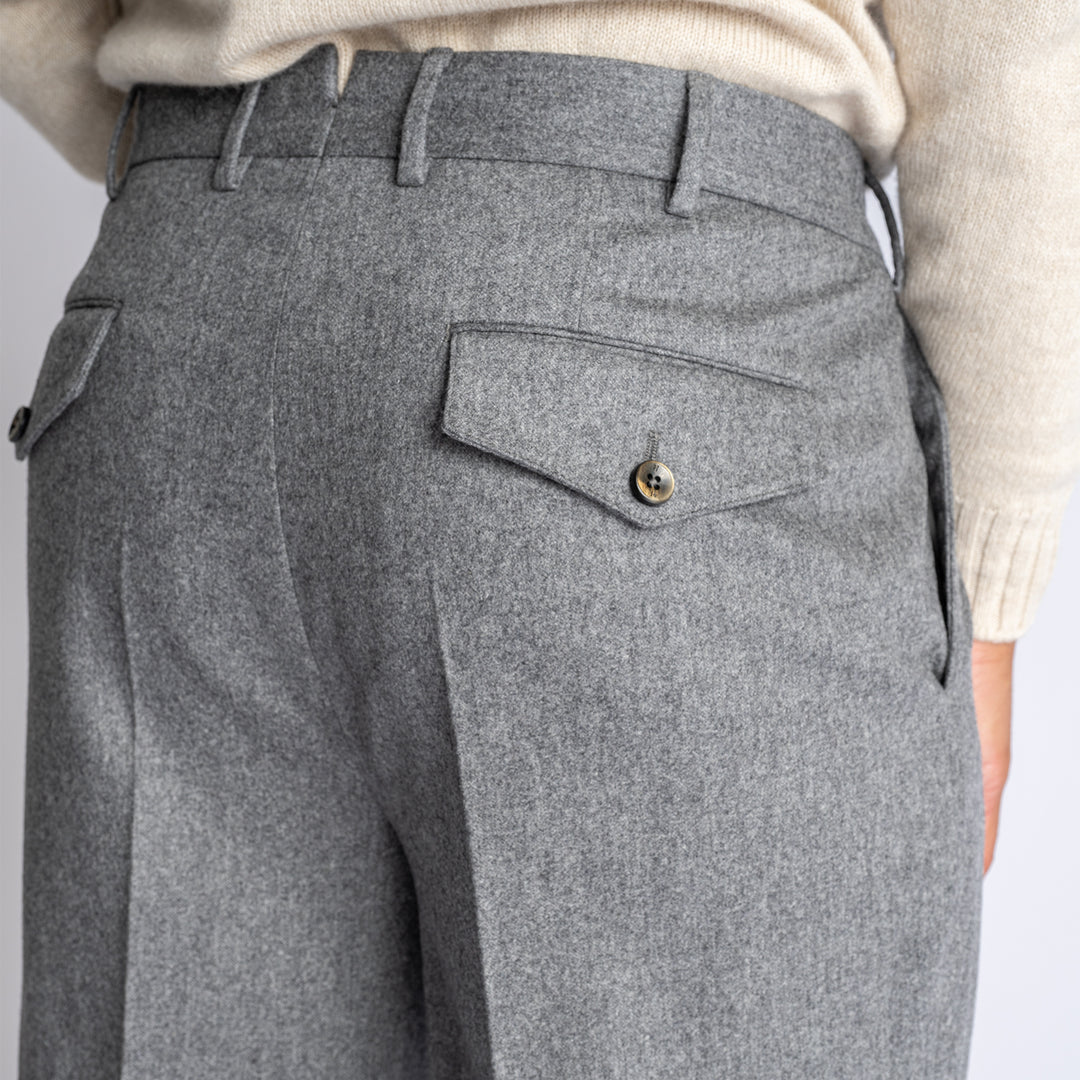 Carrot Wool Cashemere Two Pleated Trouser Medium Grey