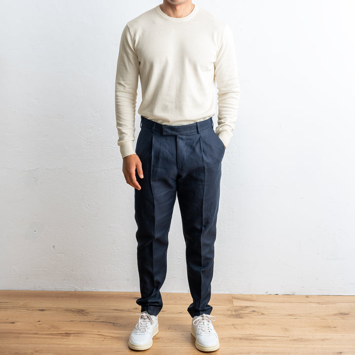 Luxury Cotton Linen Trouser Navy
