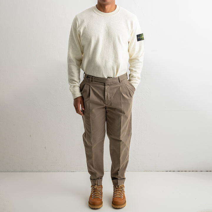 Carrot Two Pleat Cotton Trouser Khaki Brown