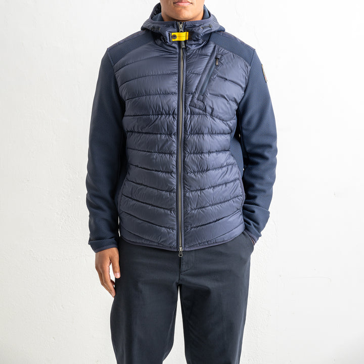 Nolan Fleece/Nylon Hooded Jacket Blue Navy