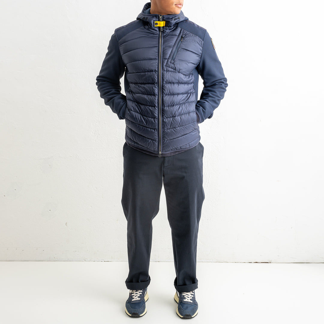 Nolan Fleece/Nylon Hooded Jacket Blue Navy