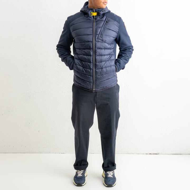 Nolan Fleece/Nylon Hooded Jacket Blue Navy