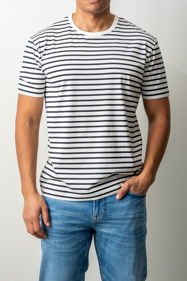 Pima Stripe SS T-Shirt EGGSHELL