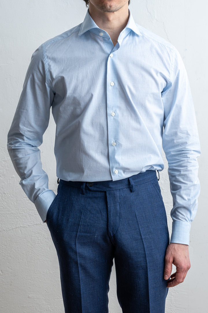 Poplin Melange Shirt Melange Blue