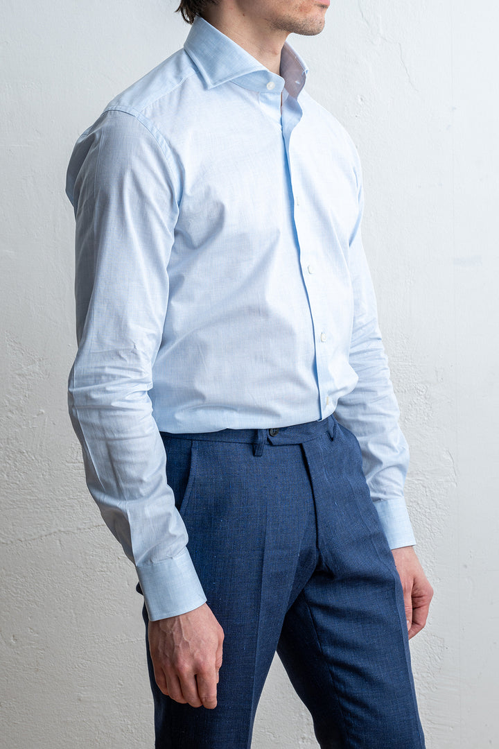 Poplin Melange Shirt Melange Blue