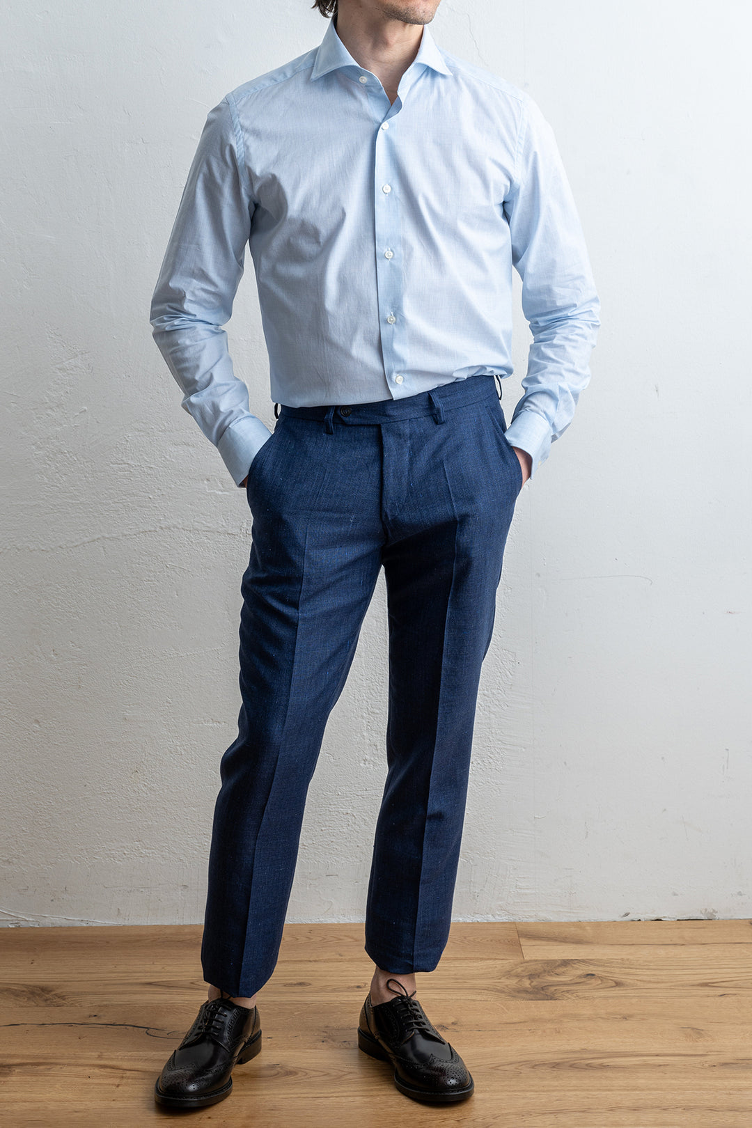 Poplin Melange Shirt Melange Blue