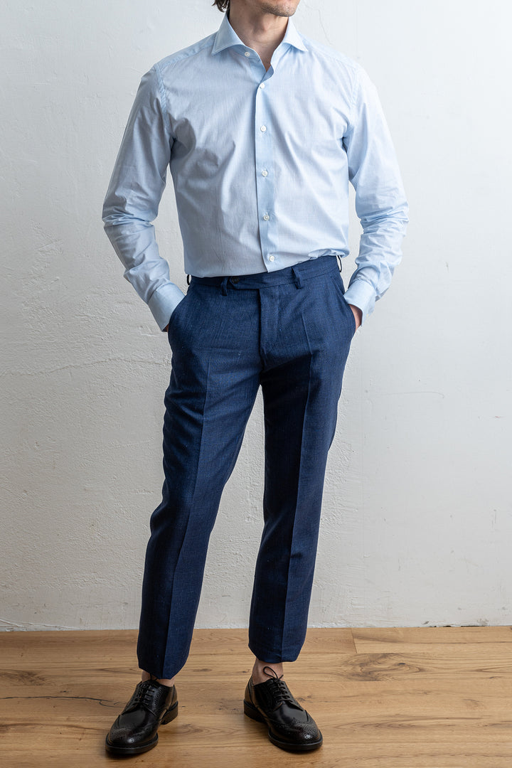 Poplin Melange Shirt Melange Blue