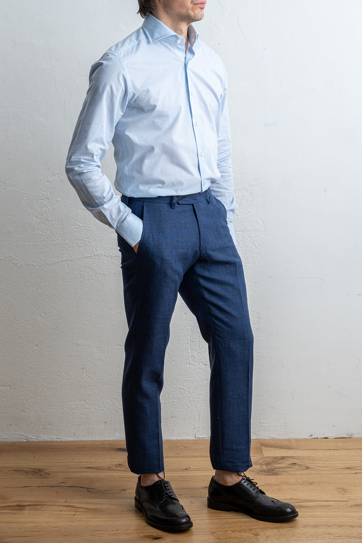 Poplin Melange Shirt Melange Blue