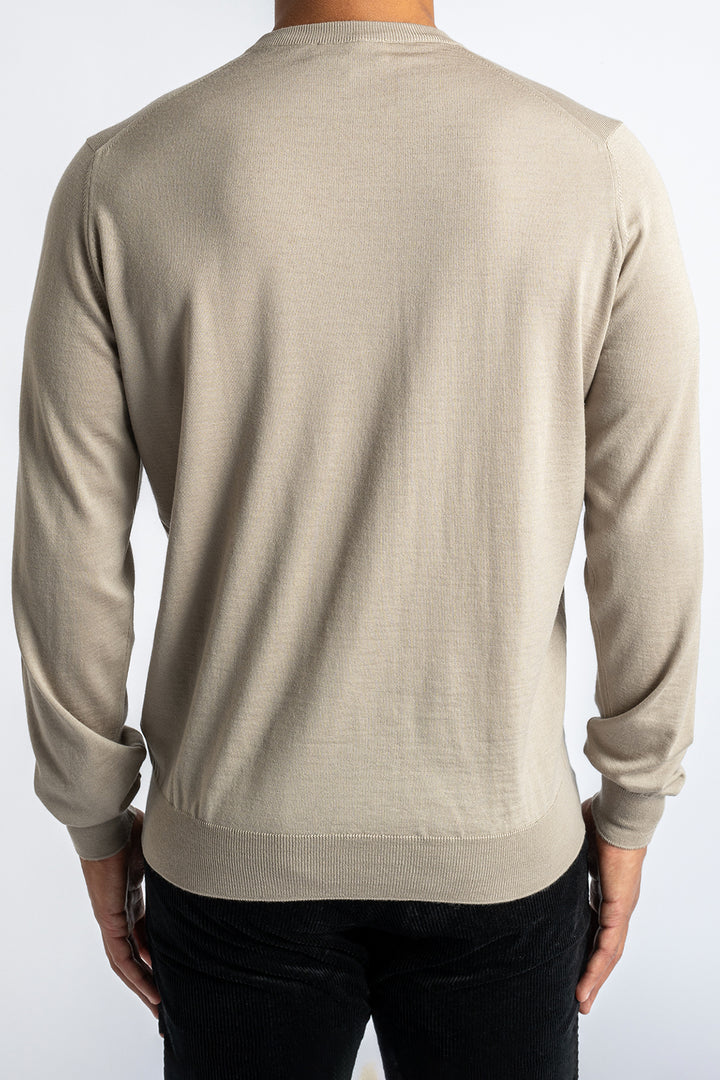 ROYAL 120'S MERINO CREWNECK GREIGE