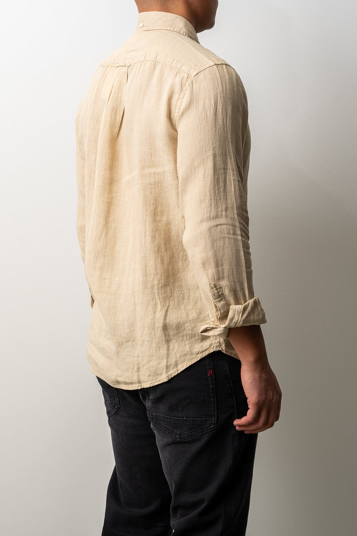 Regular Garment Dyed Linen Shirt Oat Beige