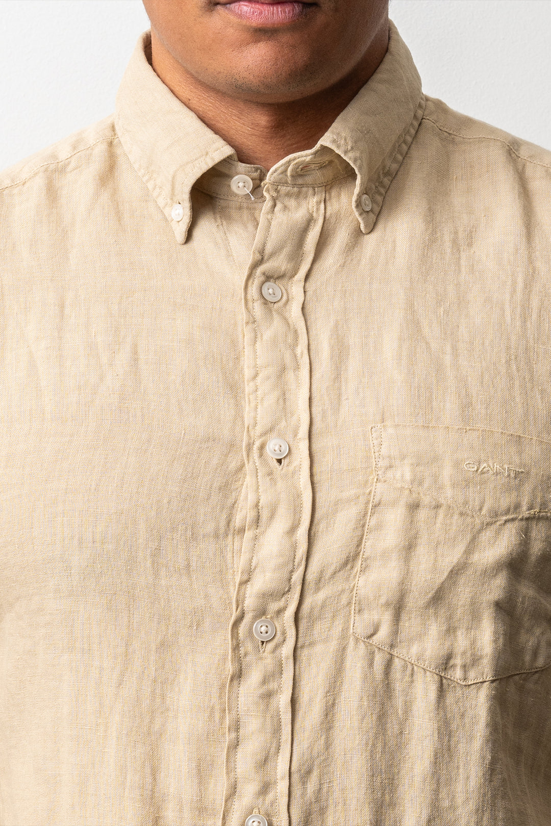 Regular Garment Dyed Linen Shirt Oat Beige