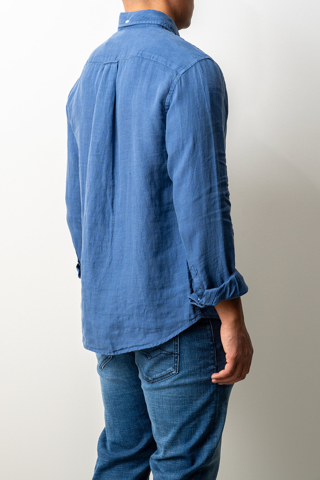 Regular Garment Dyed Linen Shirt Vintage Blue