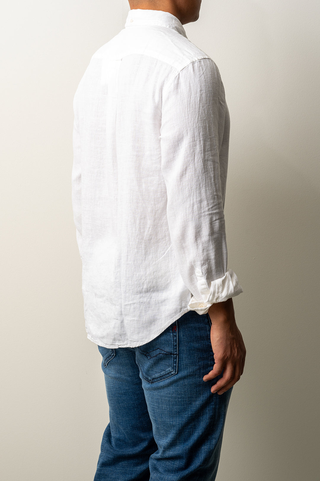 Regular Garment Dyed Linen Shirt White