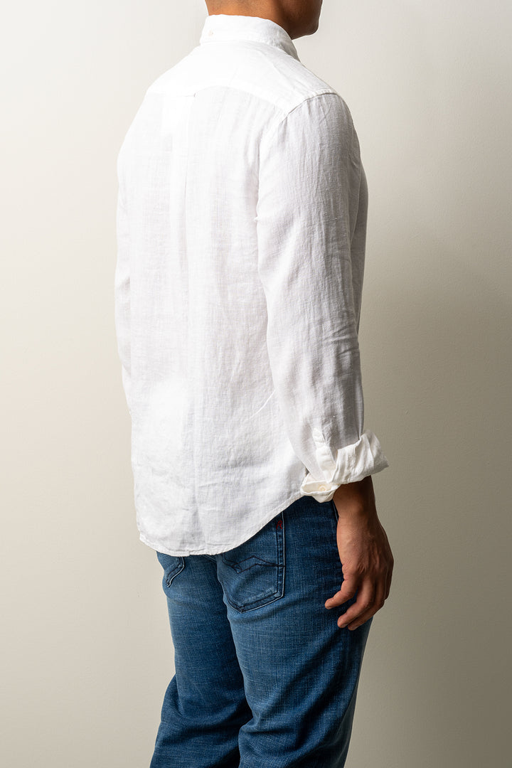 Regular Garment Dyed Linen Shirt White