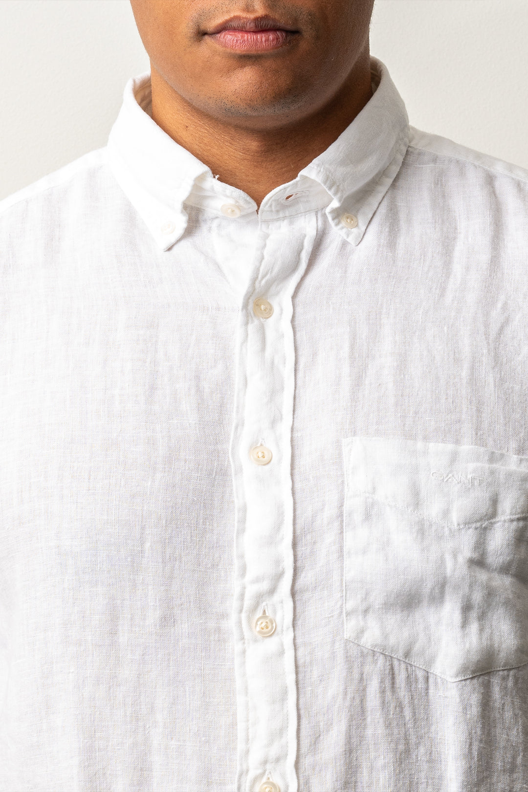 Regular Garment Dyed Linen Shirt White