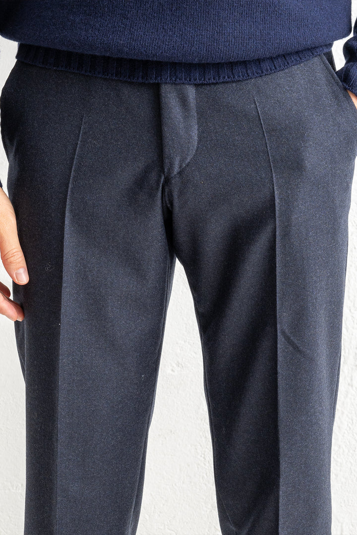 Renzo Flannel Trouser Dark Navy