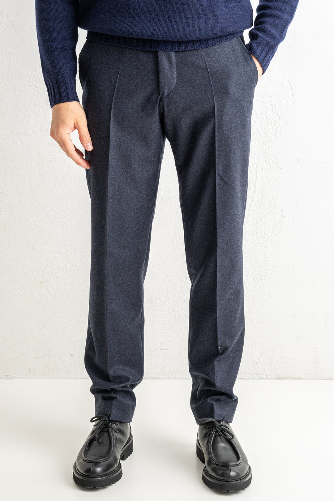 Renzo Flannel Trouser Dark Navy
