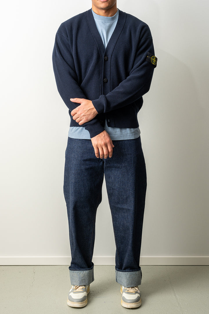 Ribbed Soft Organic Cotton Cardigan 5100009 Navy Blue