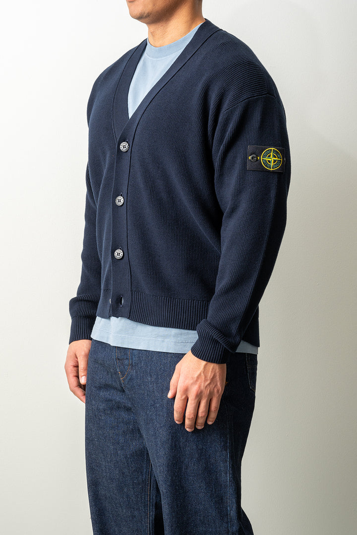 Ribbed Soft Organic Cotton Cardigan 5100009 Navy Blue