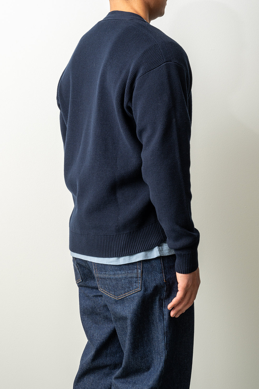 Ribbed Soft Organic Cotton Cardigan 5100009 Navy Blue