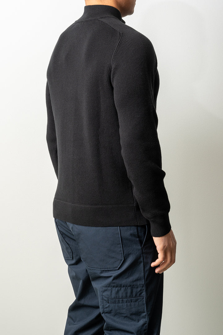 Ribbed Soft Organic Cotton LS Polo 5100124 Black