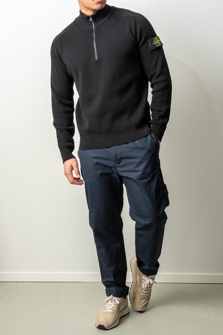 Ribbed Soft Organic Cotton LS Polo 5100124 Black