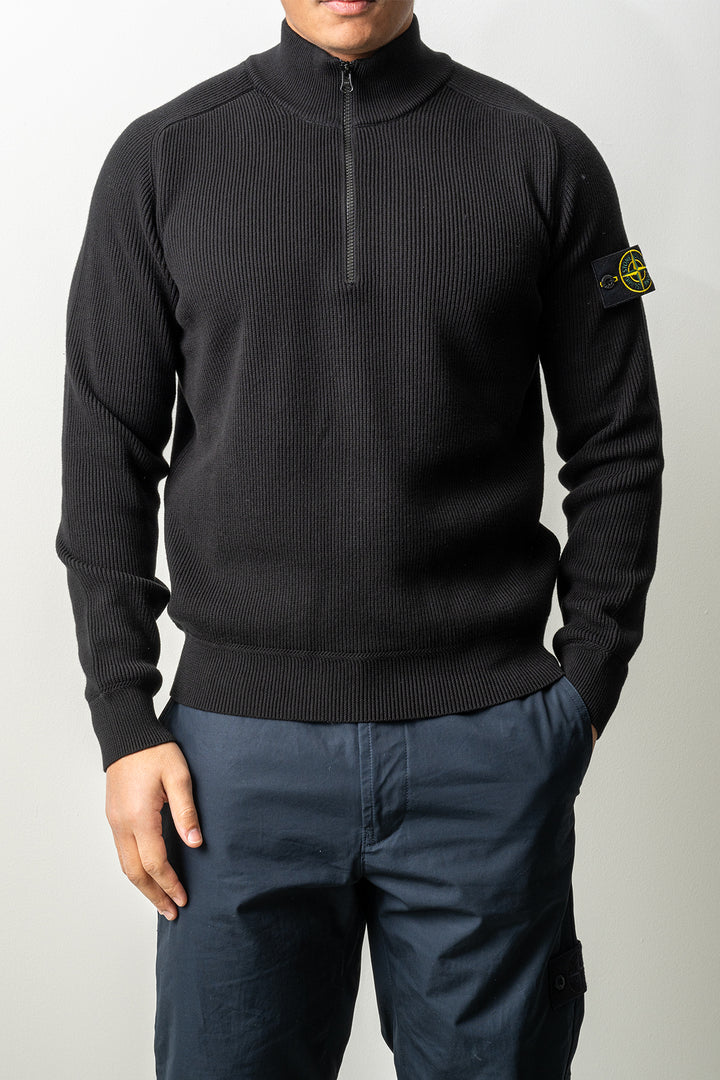 Ribbed Soft Organic Cotton LS Polo 5100124 Black