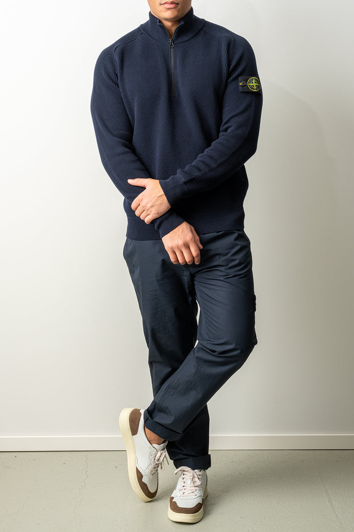 Ribbed Soft Organic Cotton LS Polo 5100124 Navy Blue