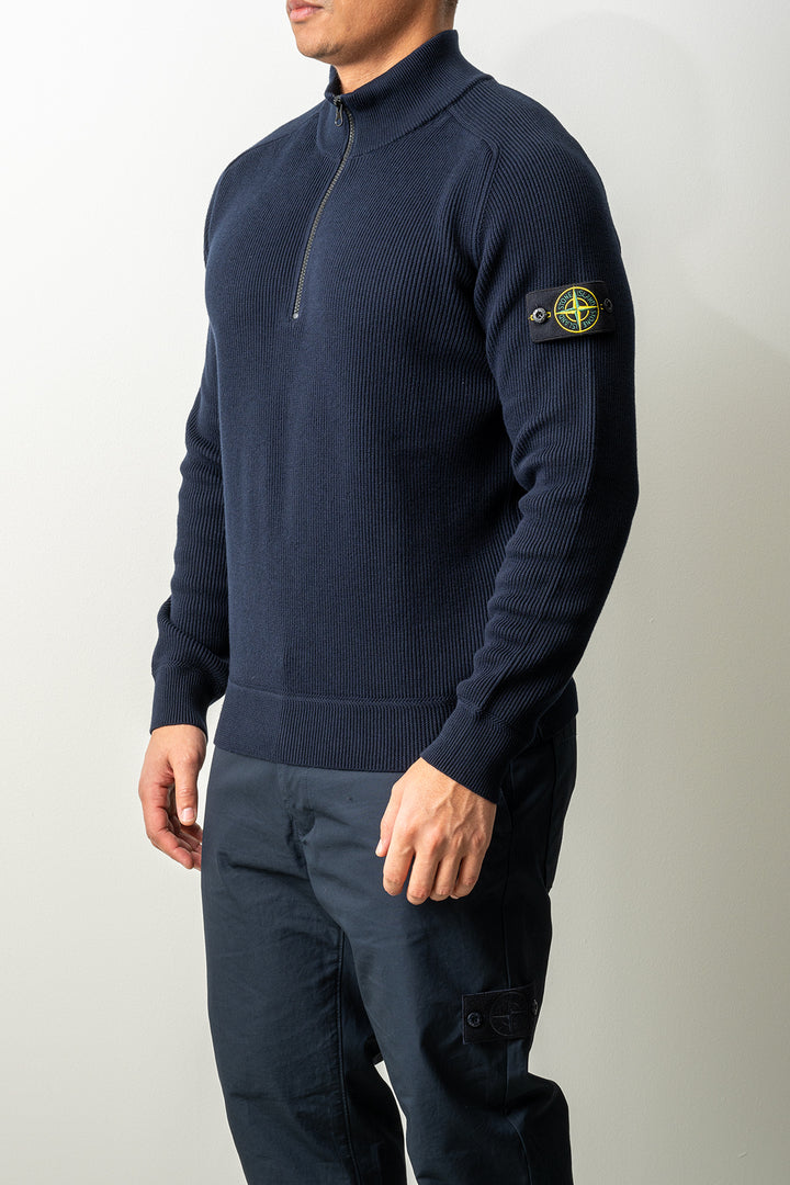 Ribbed Soft Organic Cotton LS Polo 5100124 Navy Blue