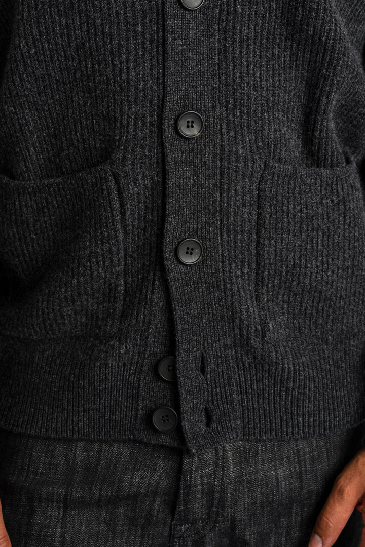 Ribbed Wool Cashmere Cardigan Antracite