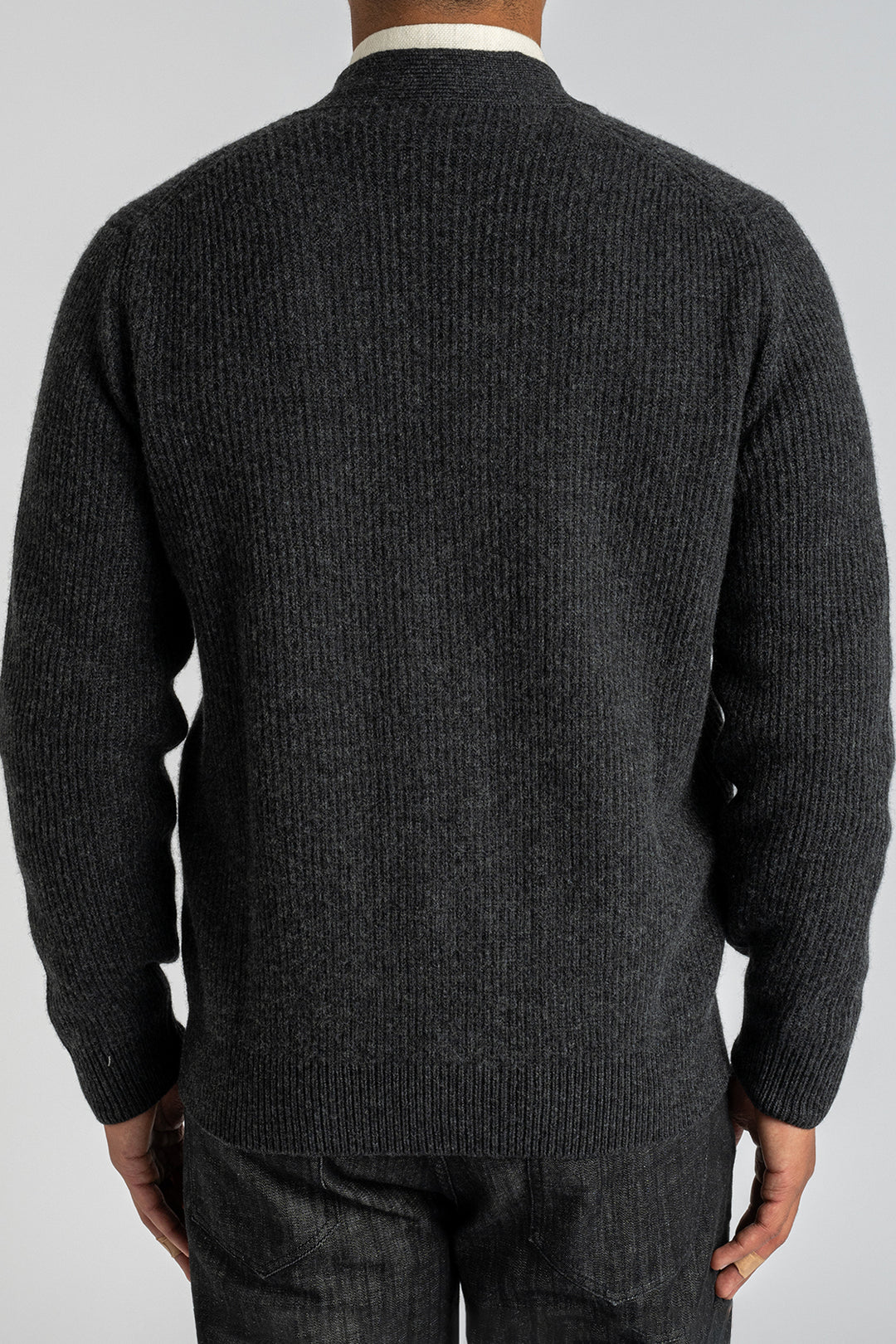 Ribbed Wool Cashmere Cardigan Antracite