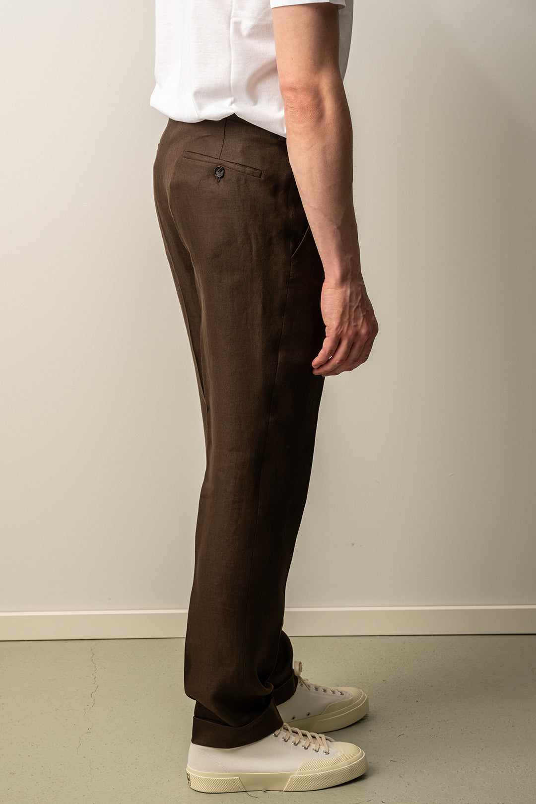 Ryhs Pat Linen Trouser Dark Brown