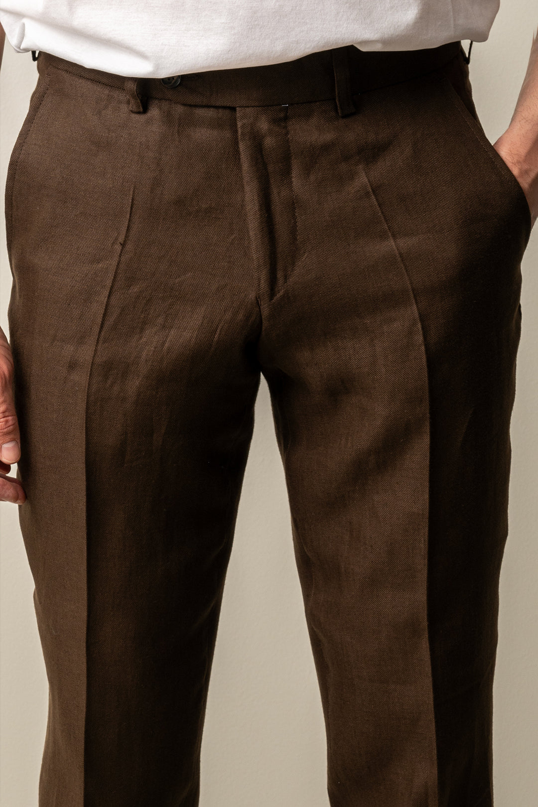 Ryhs Pat Linen Trouser Dark Brown