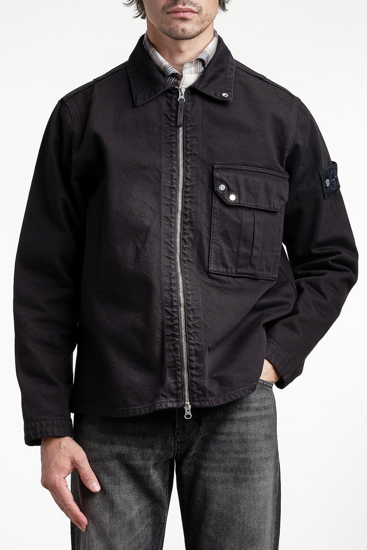 Bull Denim-TC Shirt Black – STONE ISLAND, framifrån