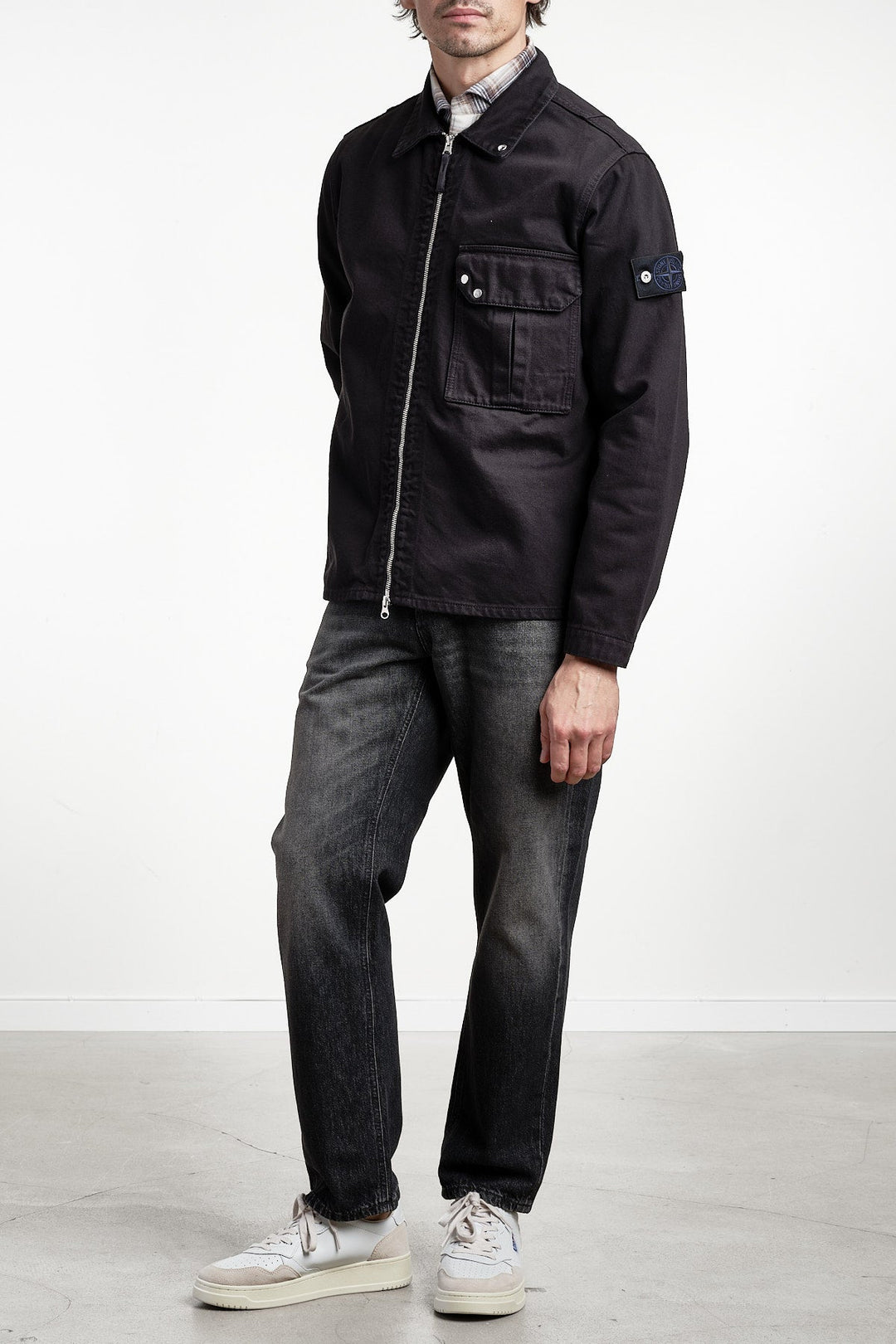 Bull Denim-TC Shirt Black – STONE ISLAND, detalj