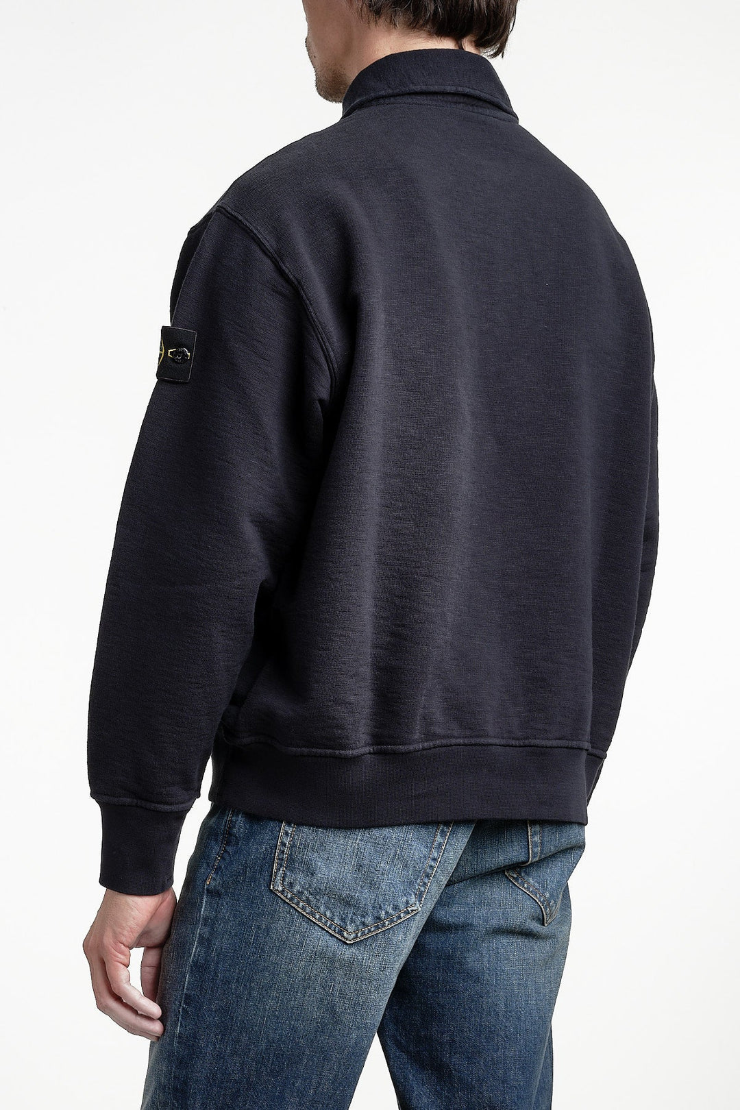 Fleece Long Sleeve Polo Navy Blue – STONE ISLAND, sidobild