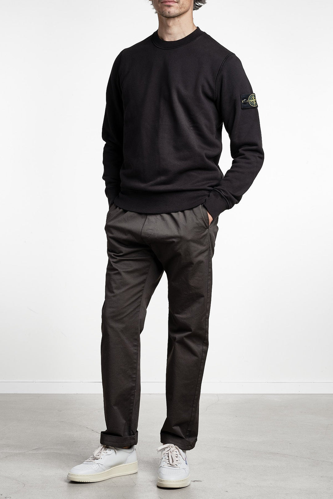 Garment Dyed Fleece Sweatshirt Black – Stone Island, detaljbild