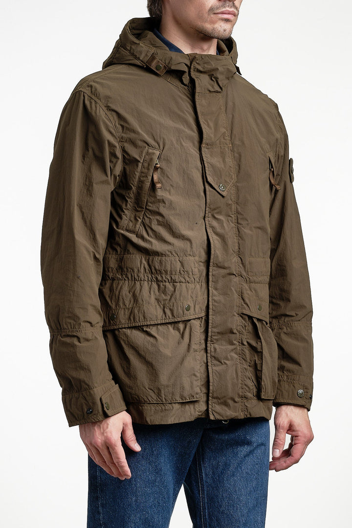 Ghost Piece Nylon Smerigliato Short Parka Green – STONE ISLAND, bakifrån