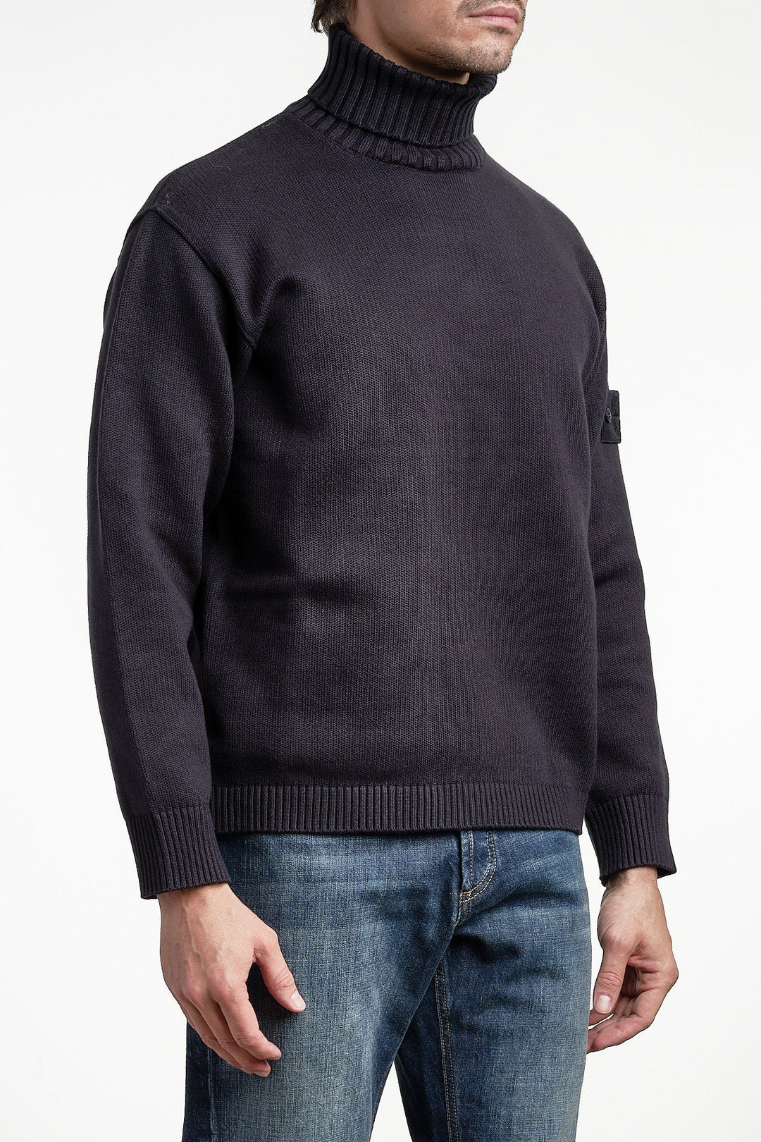 Ghost Piece Plush Stitch Winter Cotton Turtleneck Knit Navy Blue – STONE ISLAND, bakifrån