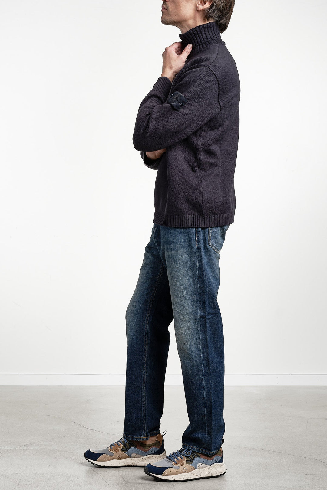 Ghost Piece Plush Stitch Winter Cotton Turtleneck Knit Navy Blue – STONE ISLAND, helbild